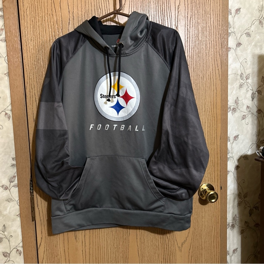 Pittsburgh Steelers Majestic Hoodie Mens Large Gray Thermabase NFL Football